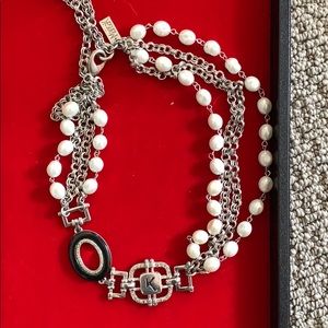Silver necklace with faux pearls/ worn once